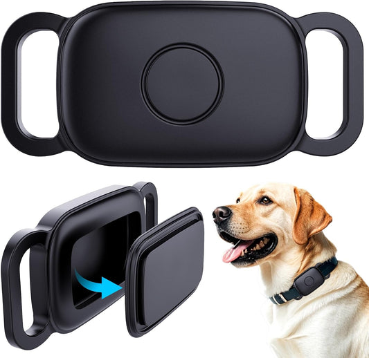 2-Pack Waterproof Dog Collar Holder for Tile Life360 Pro Tracker–Not for Tile Mate/Sticker, Silicone Cover for Tile Tracker Case Pet Collar, Shockproof and Scratch-Resistant, Lightweight, Black