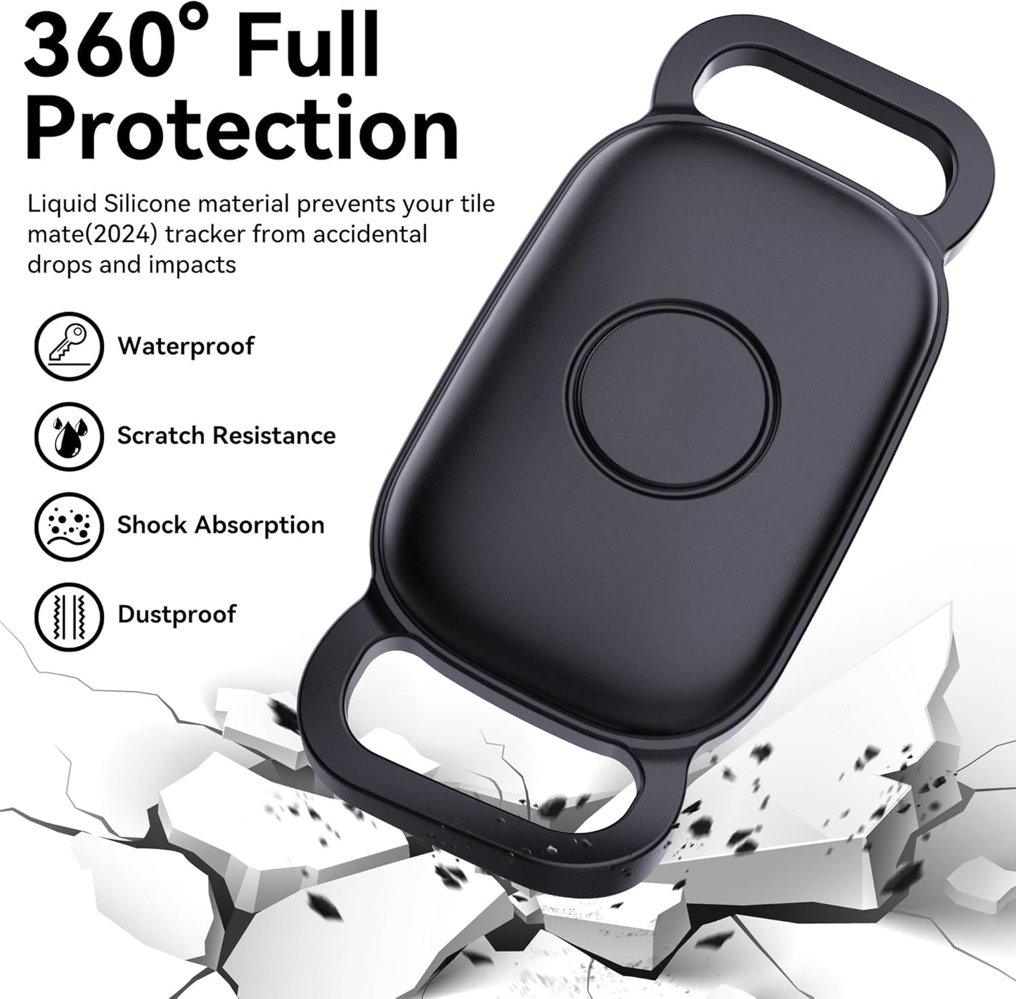 2-Pack Waterproof Dog Collar Holder for Tile Life360 Pro Tracker–Not for Tile Mate/Sticker, Silicone Cover for Tile Tracker Case Pet Collar, Shockproof and Scratch-Resistant, Lightweight, Black